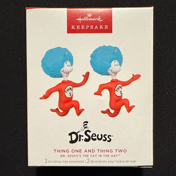 Hallmark Keepsake Dr. Seuss Ornaments in Blue and Red - Picture 1 of 6